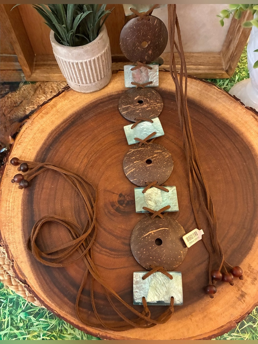 Hand Crafted Coconut, Resin and Shell Bohemian Belt